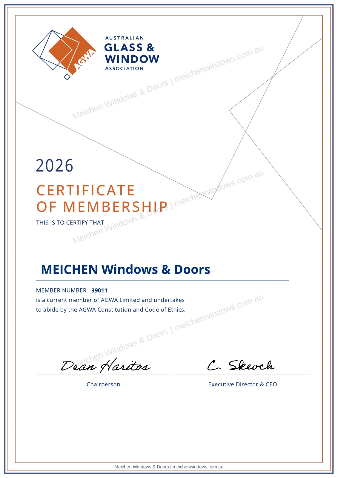 Certificate of Membership — watermarked page 1