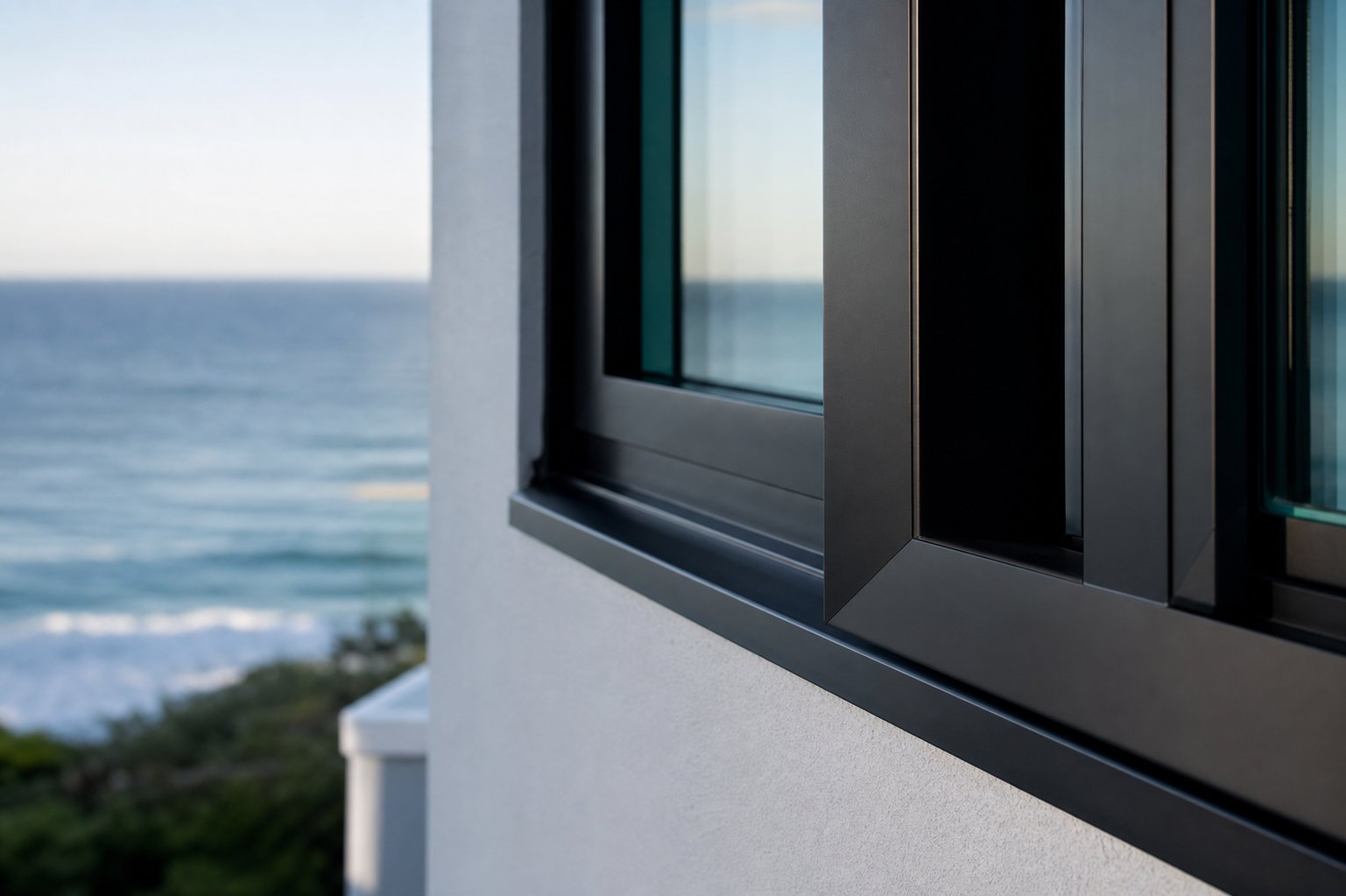 well maintained powder coated aluminium window frames on a coastal australian home showing lasting finish quality