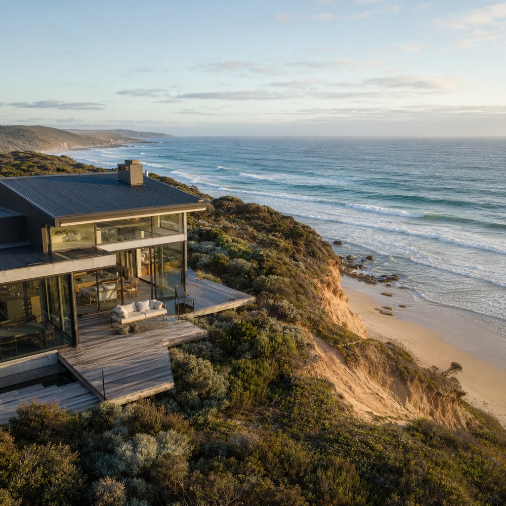a coastal australian home where window material choice must withstand salt air and uv exposure