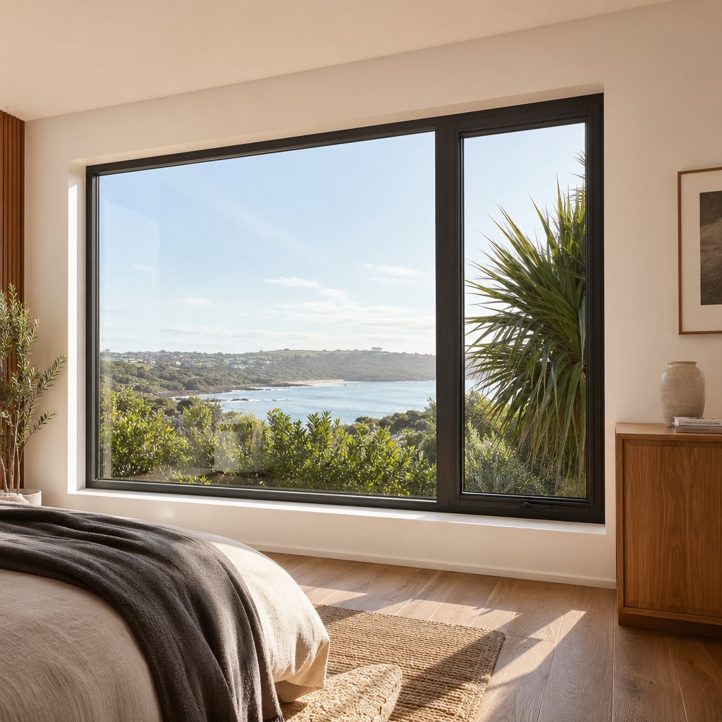 a modern aluminium window with an integrated sill design installed in a contemporary australian home