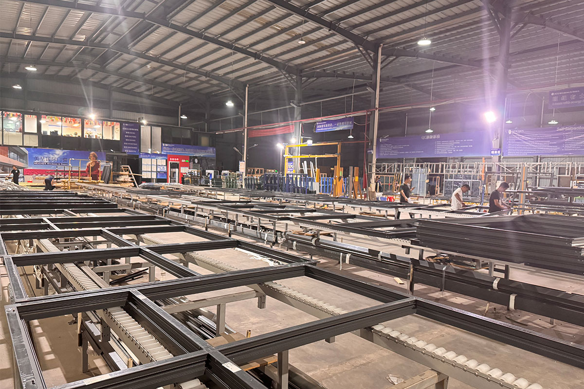 aluminium billets are heated and forced through precision dies to create the extruded profiles used in window frame manufacturing