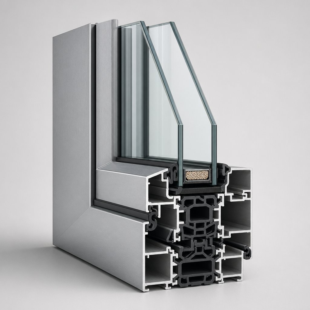 cross section of an aluminium sliding window frame showing key components that influence pricing