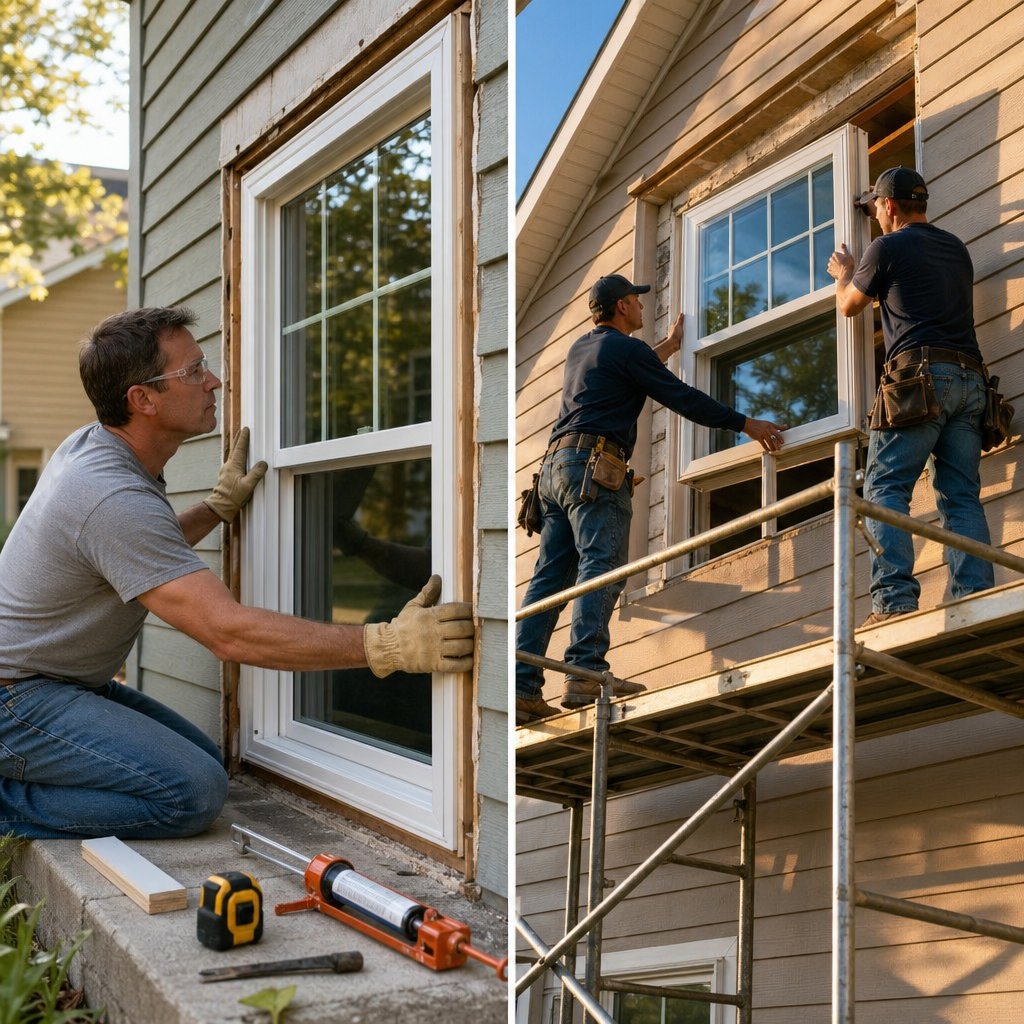 diy window installation versus professional crew work highlights the trade offs in cost speed and safety