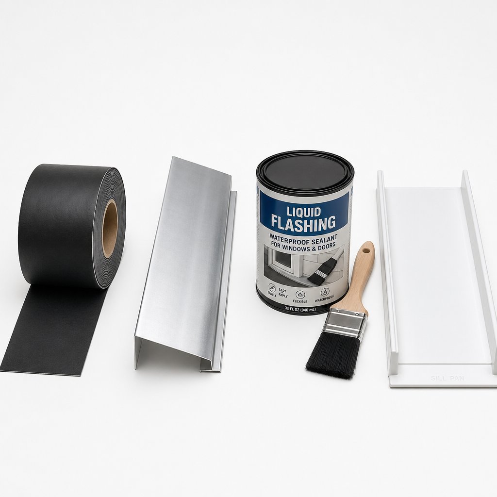 four main sill flashing material types self adhesive membrane formed metal liquid applied and rigid sill pan