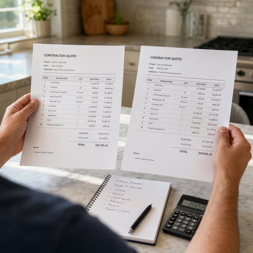 homeowner comparing itemized installer quotes side by side