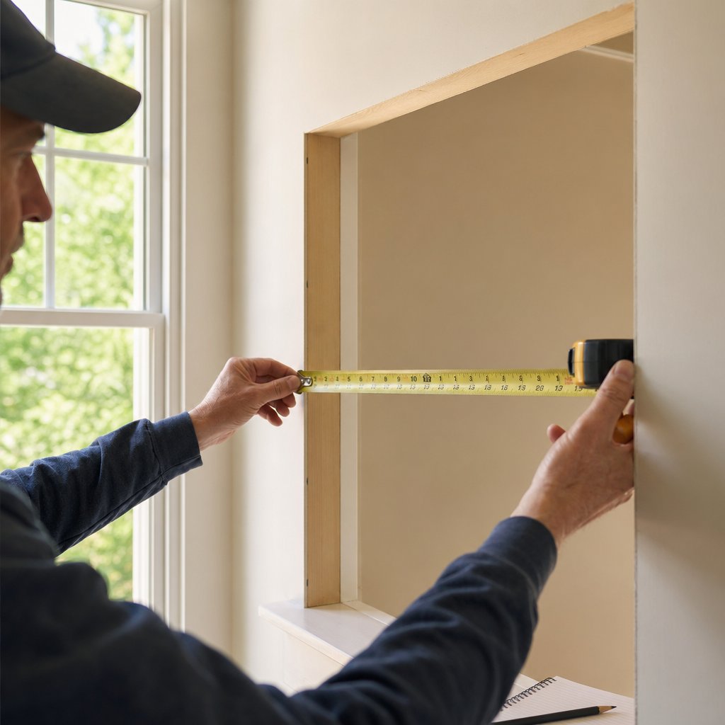 measuring the width of a window opening at multiple points ensures a precise fit for a new horizontal sliding window