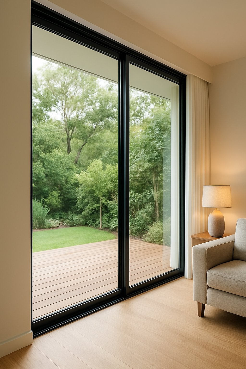 slim aluminium window frames maximise glass area and natural light in a contemporary australian living space