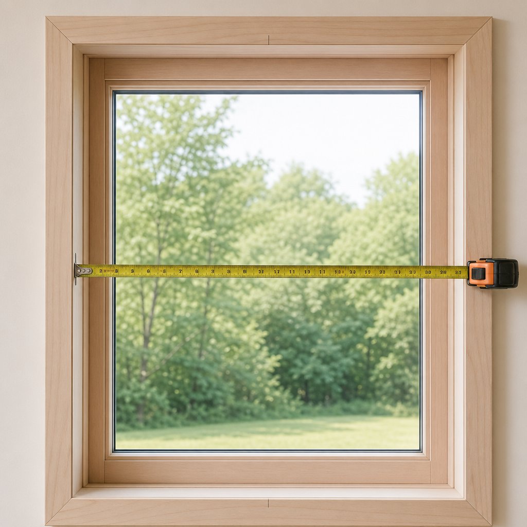 taking three width measurements from jamb to jamb at different heights across a window opening