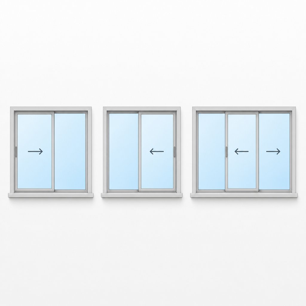 visual comparison of xo ox and xox horizontal sliding window configurations showing operable and fixed panel positions