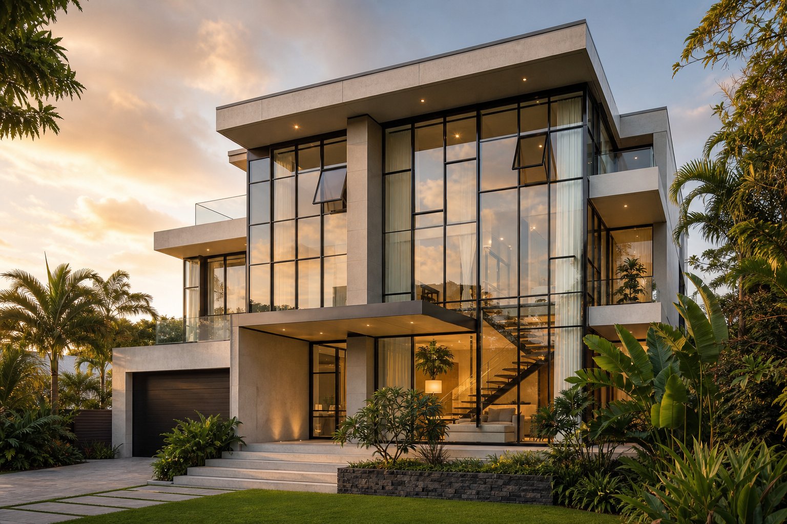 a contemporary australian home fitted with modern thermally broken aluminium windows designed to eliminate draughts through factory engineered sealing systems