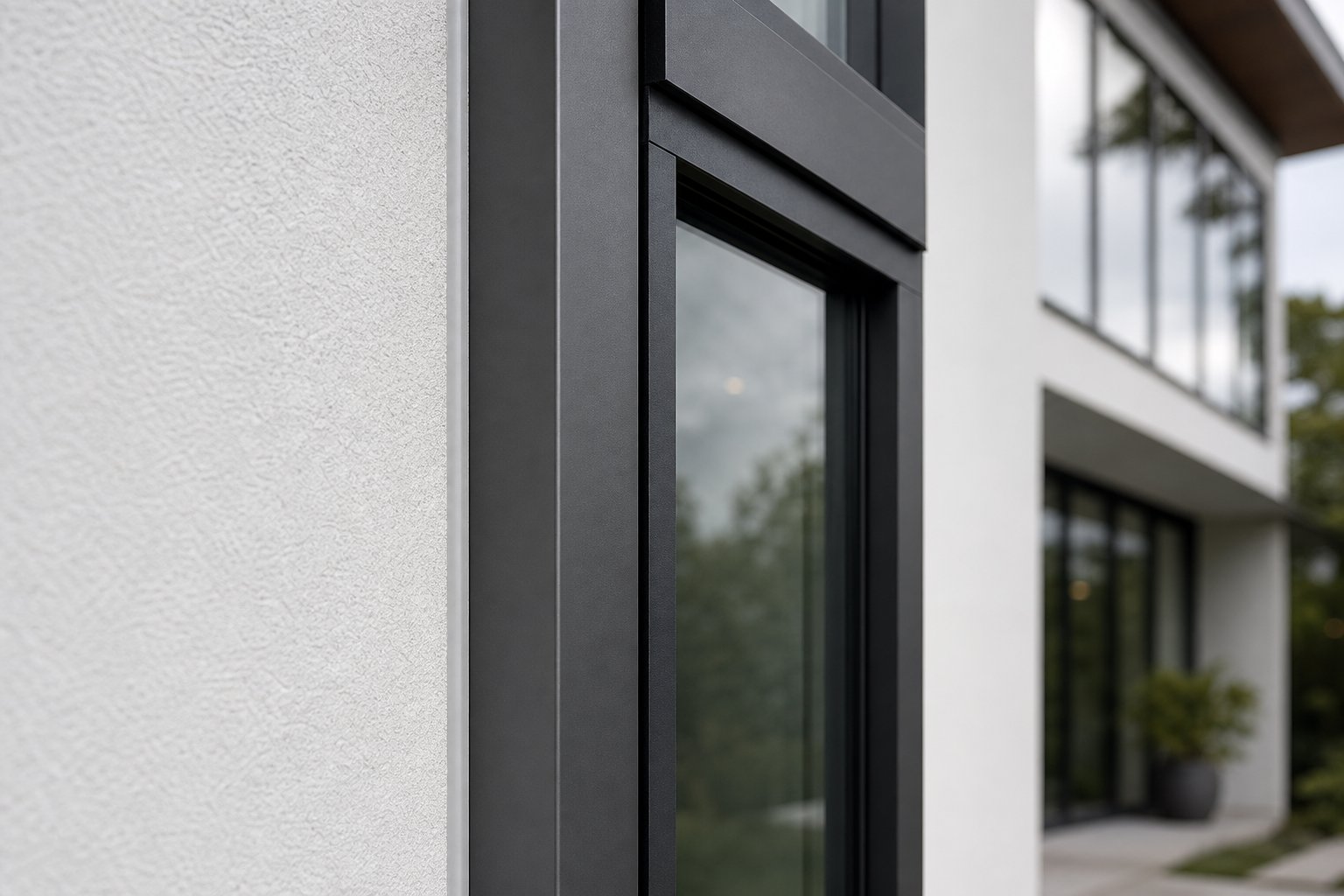 a neutral cure silicone sealant bead cleanly applied at the aluminium frame to wall perimeter joint