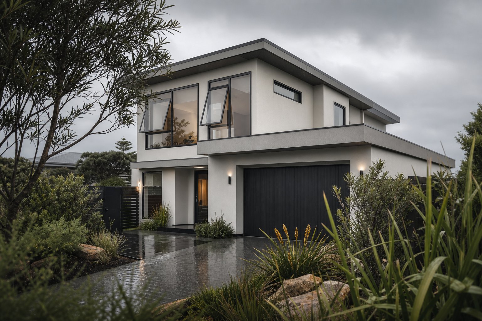 aluminium framed awning windows providing ventilation during victoria's wet coastal conditions