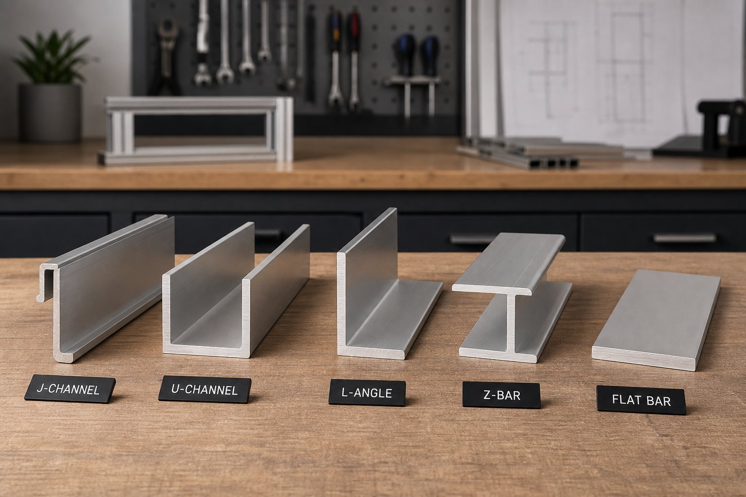 common aluminium trim profiles including j channel u channel l angle z bar and flat bar used in window installations
