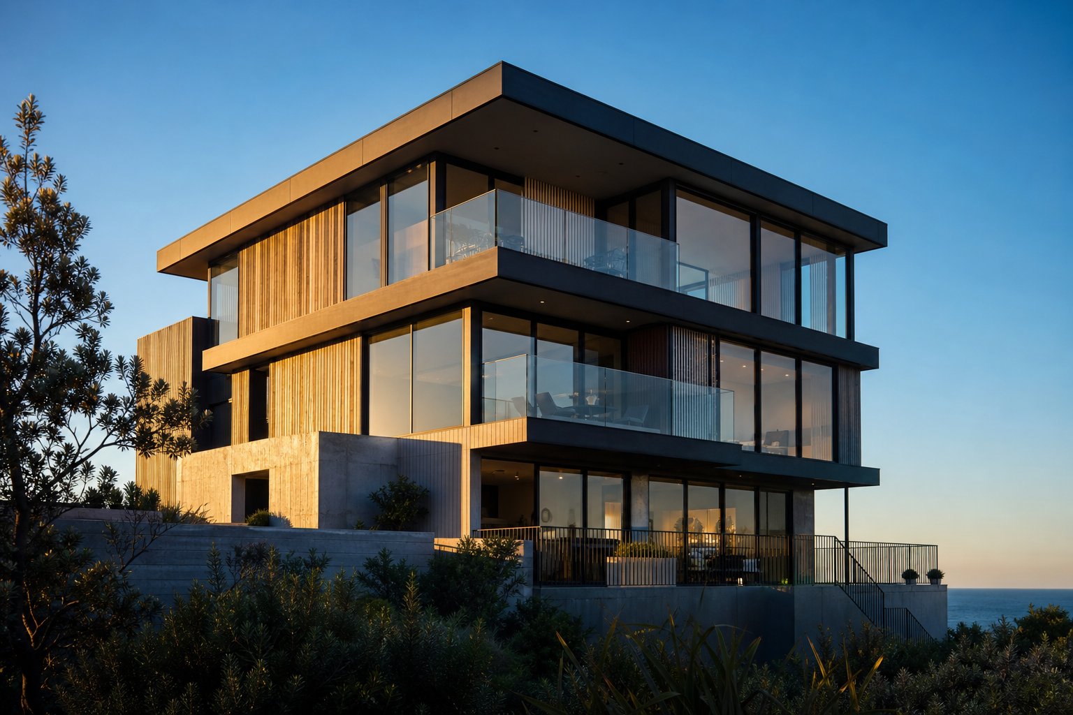 different building elevations receiving varying levels of sun exposure which directly affects how quickly aluminium frames fade