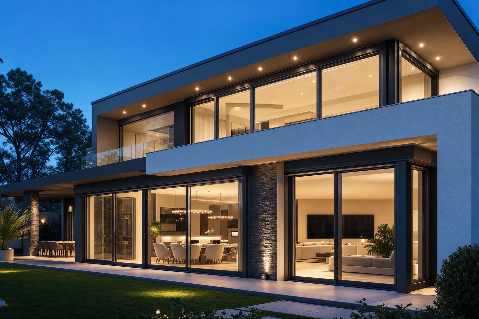 dual colour aluminium window profiles showing dark exterior and light interior finishes on a modern home