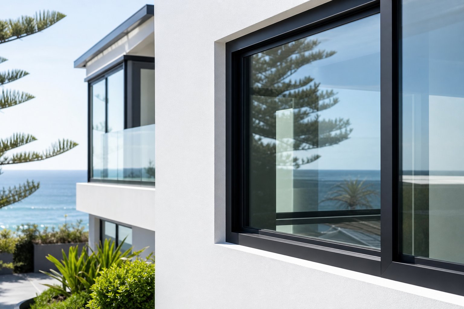 durable powder coated aluminium window frames maintaining pristine condition in a coastal australian environment
