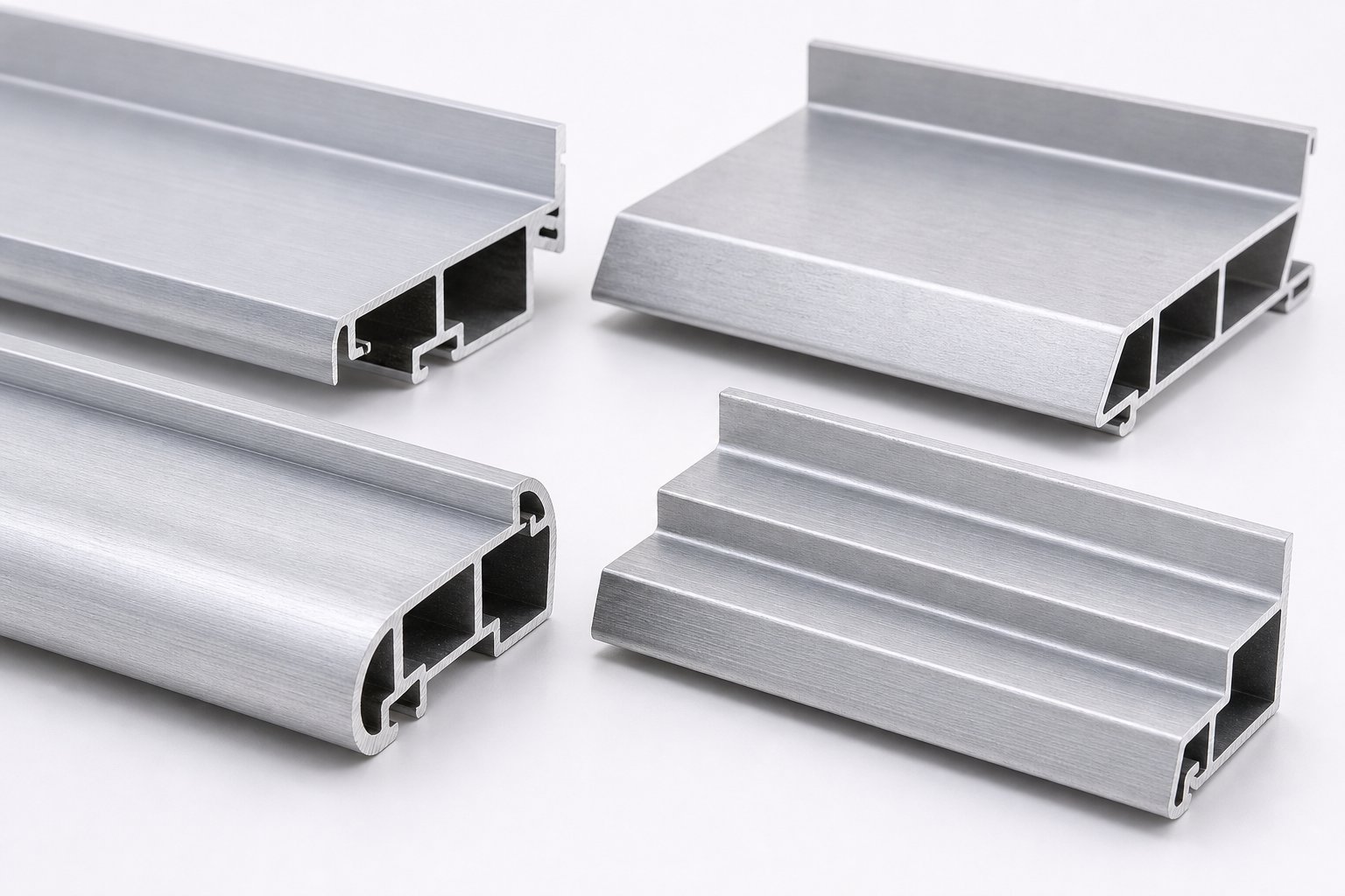 extruded aluminium sill profiles showing different cross section shapes for varied applications