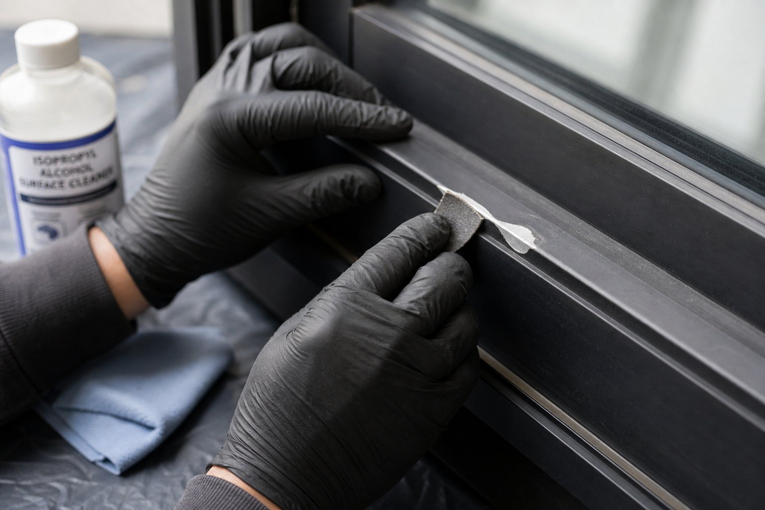 feathering chipped paint edges with fine grit sandpaper creates a smooth transition essential for invisible aluminium frame repairs
