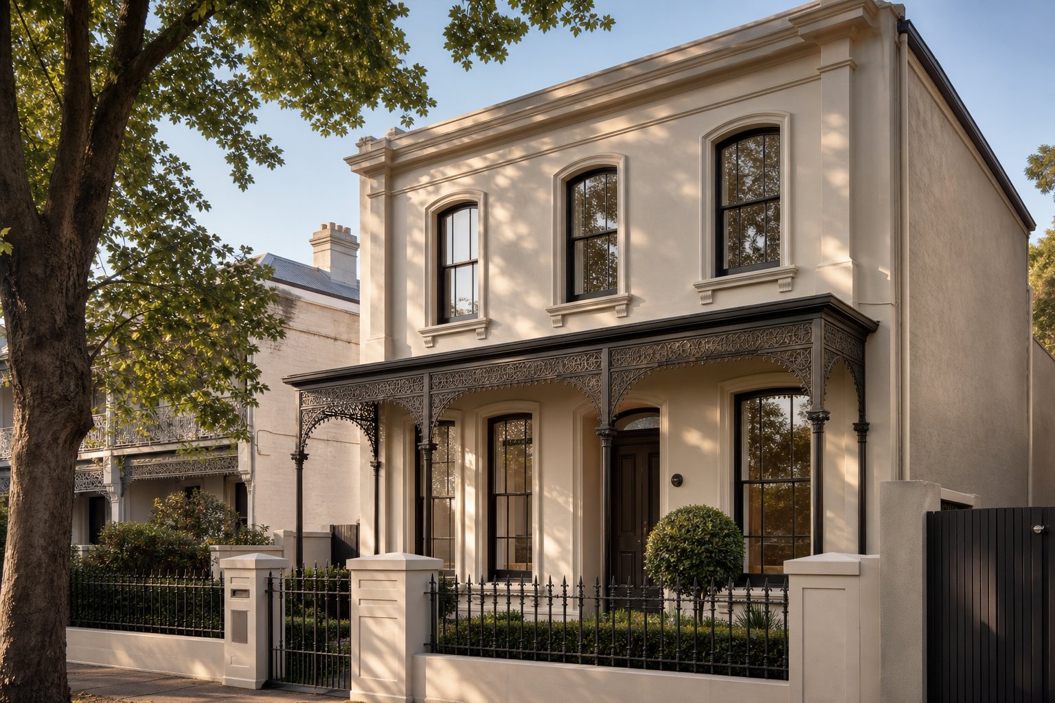 heritage compliant aluminium windows with traditional proportions on a melbourne terrace house