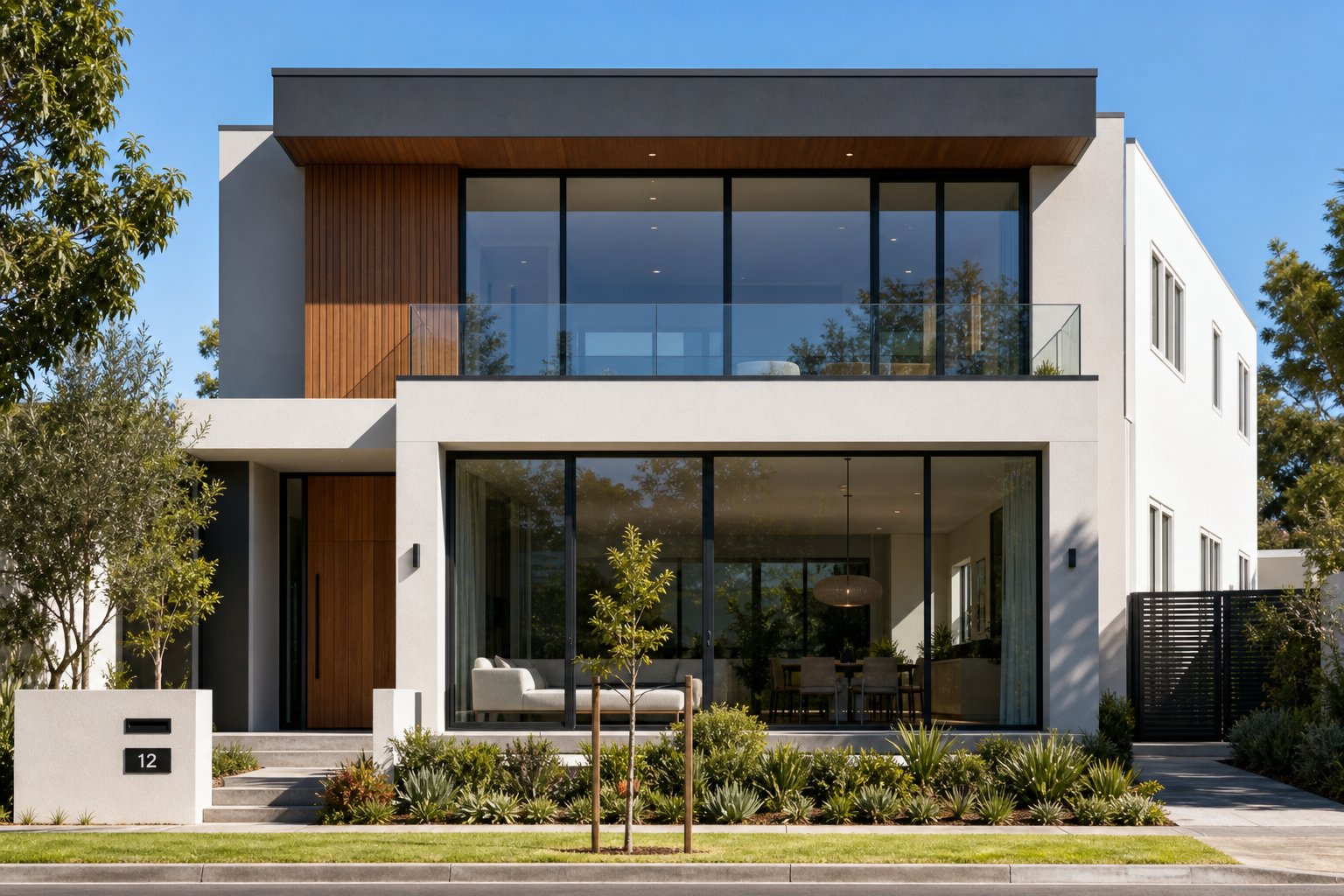 hybrid window strategy with aluminium on the street facing facade and alternative framing on secondary elevations