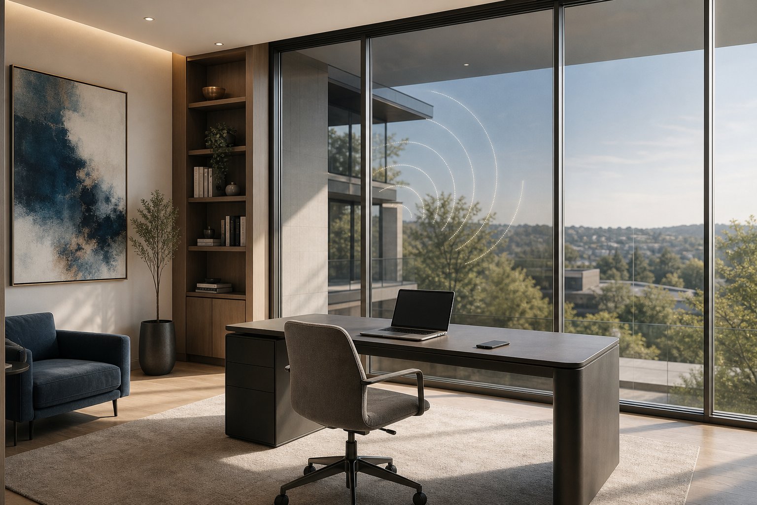 metallic aluminium window tint can attenuate wi fi and cellular signals passing through glazing in home office environments
