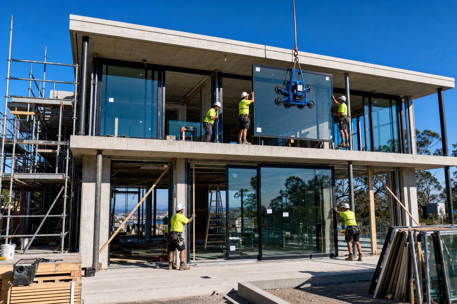 professional installation of aluminium window systems coordinated as part of a managed project workflow