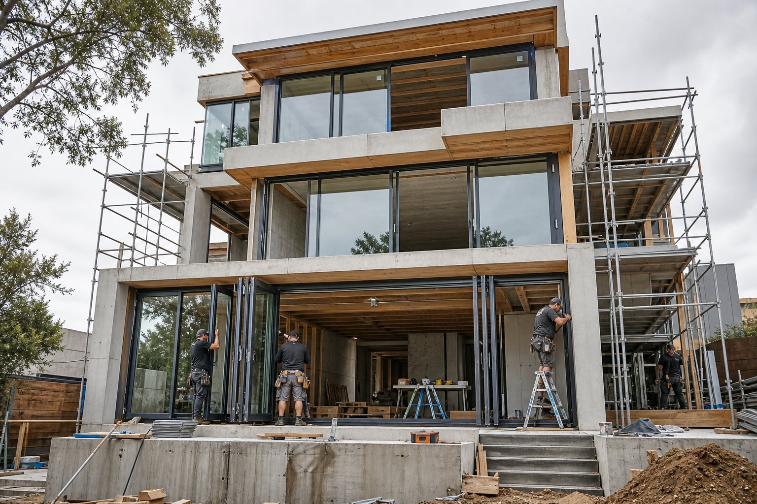 professional installation of large format aluminium double glazed windows ensuring tested performance is preserved on site