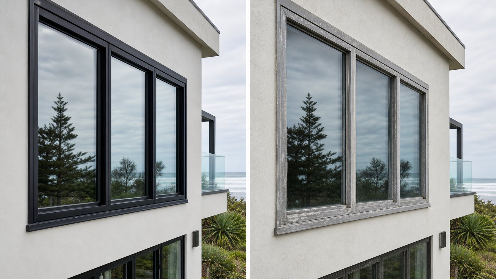 quality powder coating versus inferior finish after years of australian uv and coastal exposure