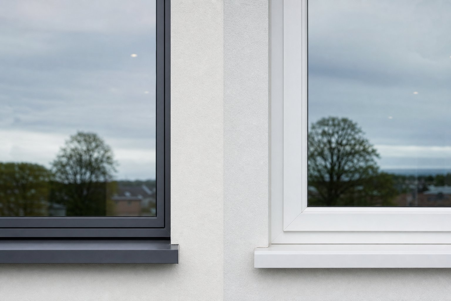 slim aluminium frame sightlines compared to wider upvc profiles showing the difference in visible glass area