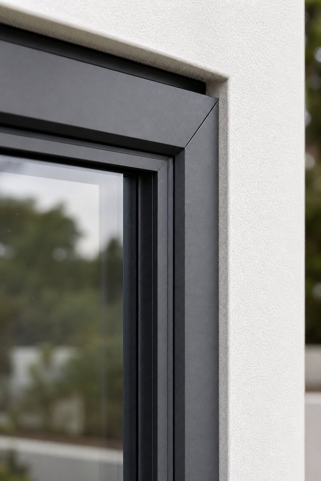 slim powder coated aluminium frame profile demonstrating the material's clean aesthetic