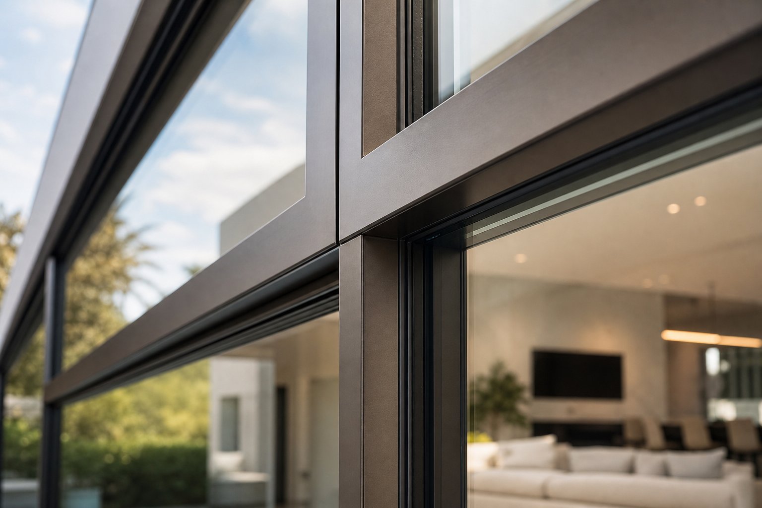 slim thermally broken aluminium window frame demonstrating the material's strength to weight ratio and minimal sightlines