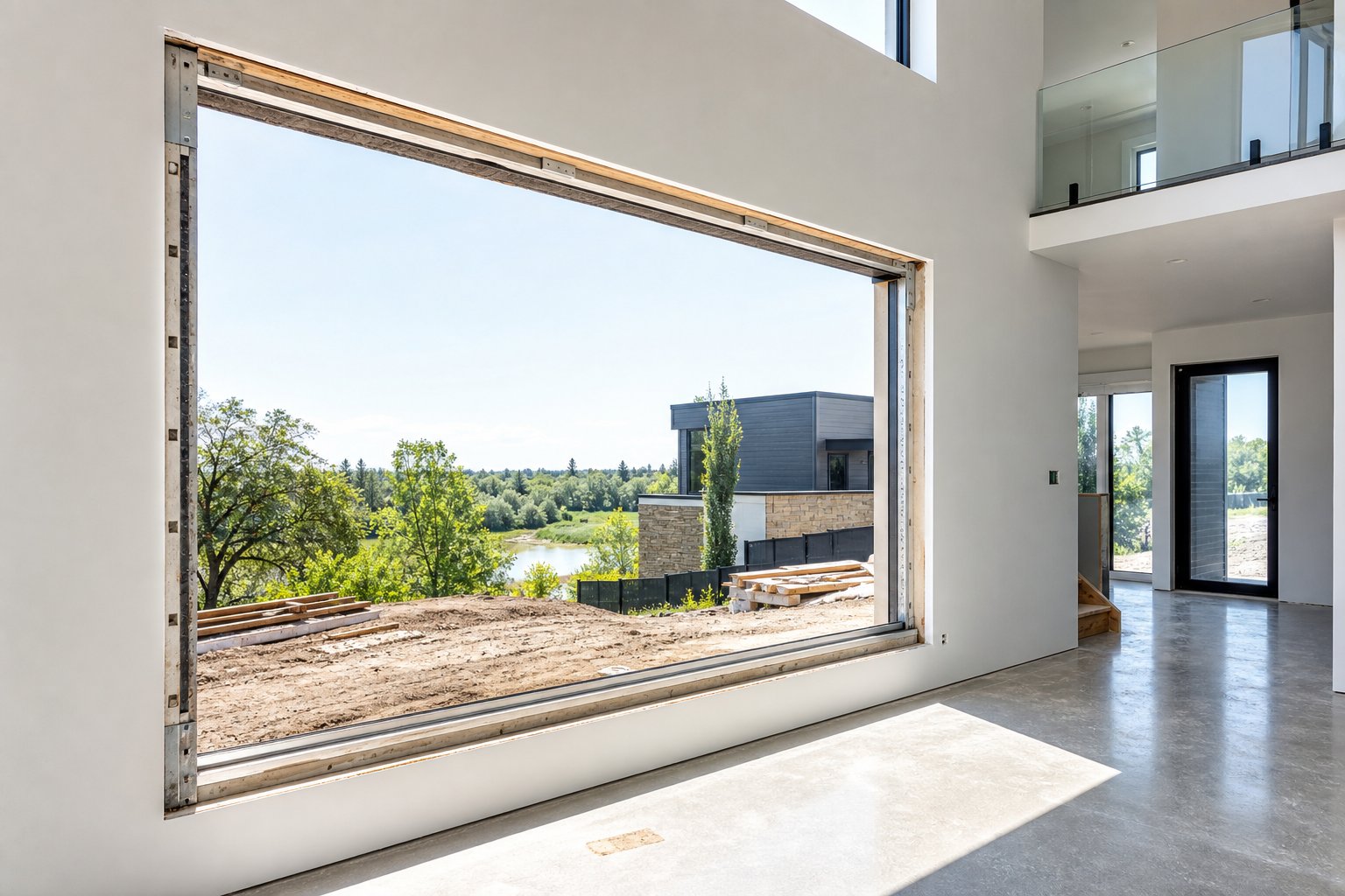 structural window opening prepared for aluminium window installation showing reveal edges and clearance space in a modern home
