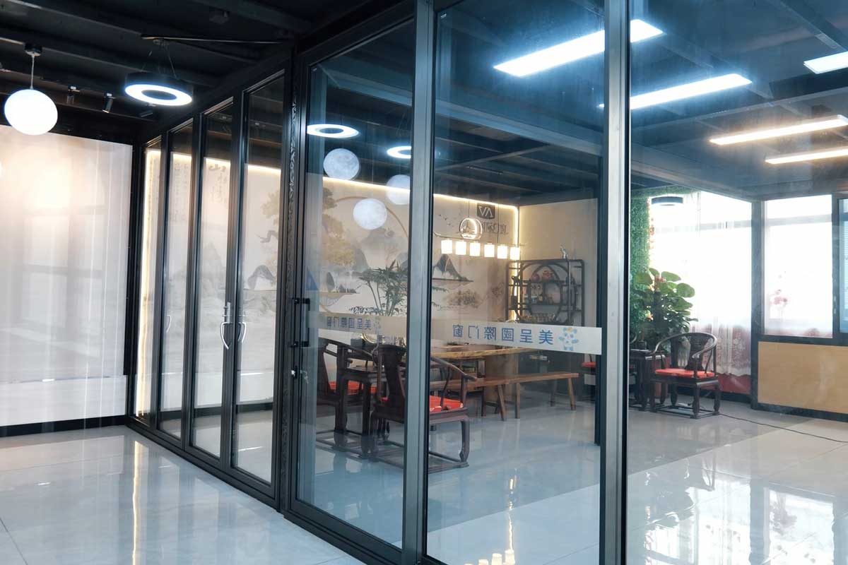 aluminium window showroom displaying multiple styles and finishes available through specialty dealers