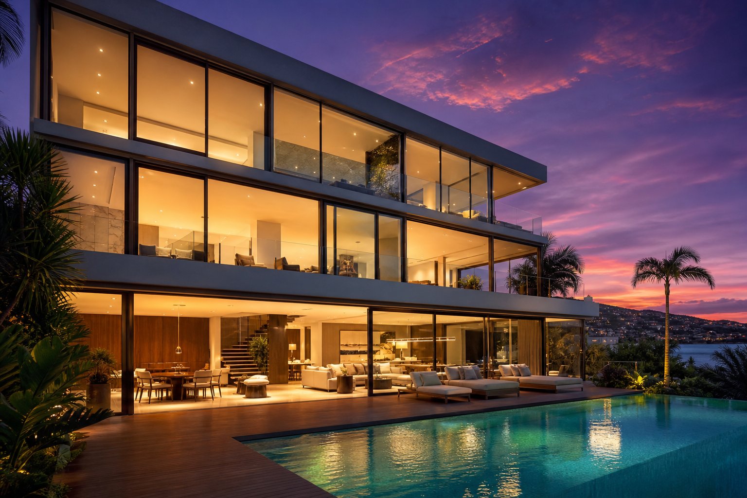 bespoke oversized aluminium window system in custom bronze finish creating a seamless indoor outdoor living space