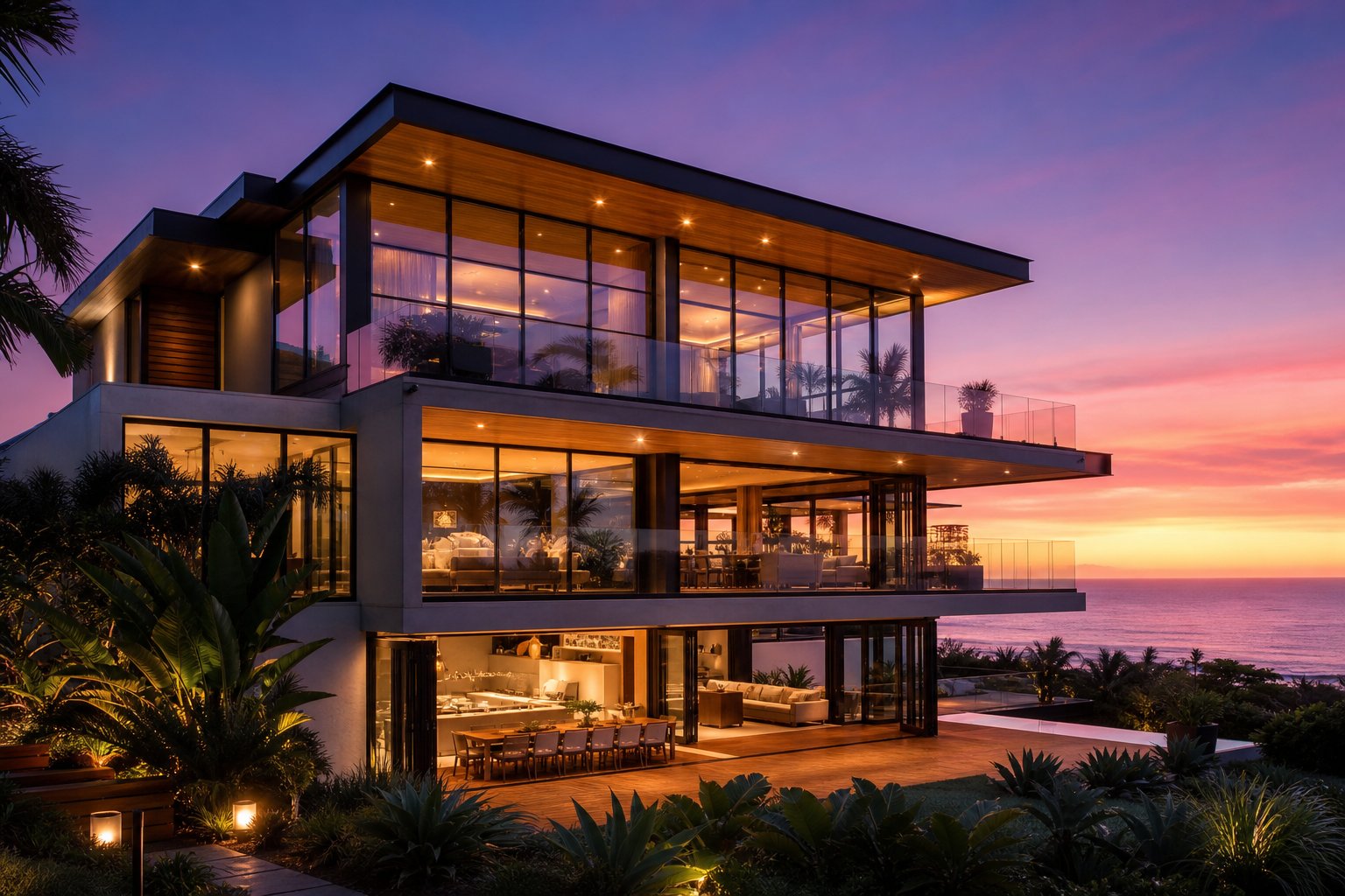 coastal australian home featuring extensive thermally broken aluminium glazing designed for long term durability and energy performance