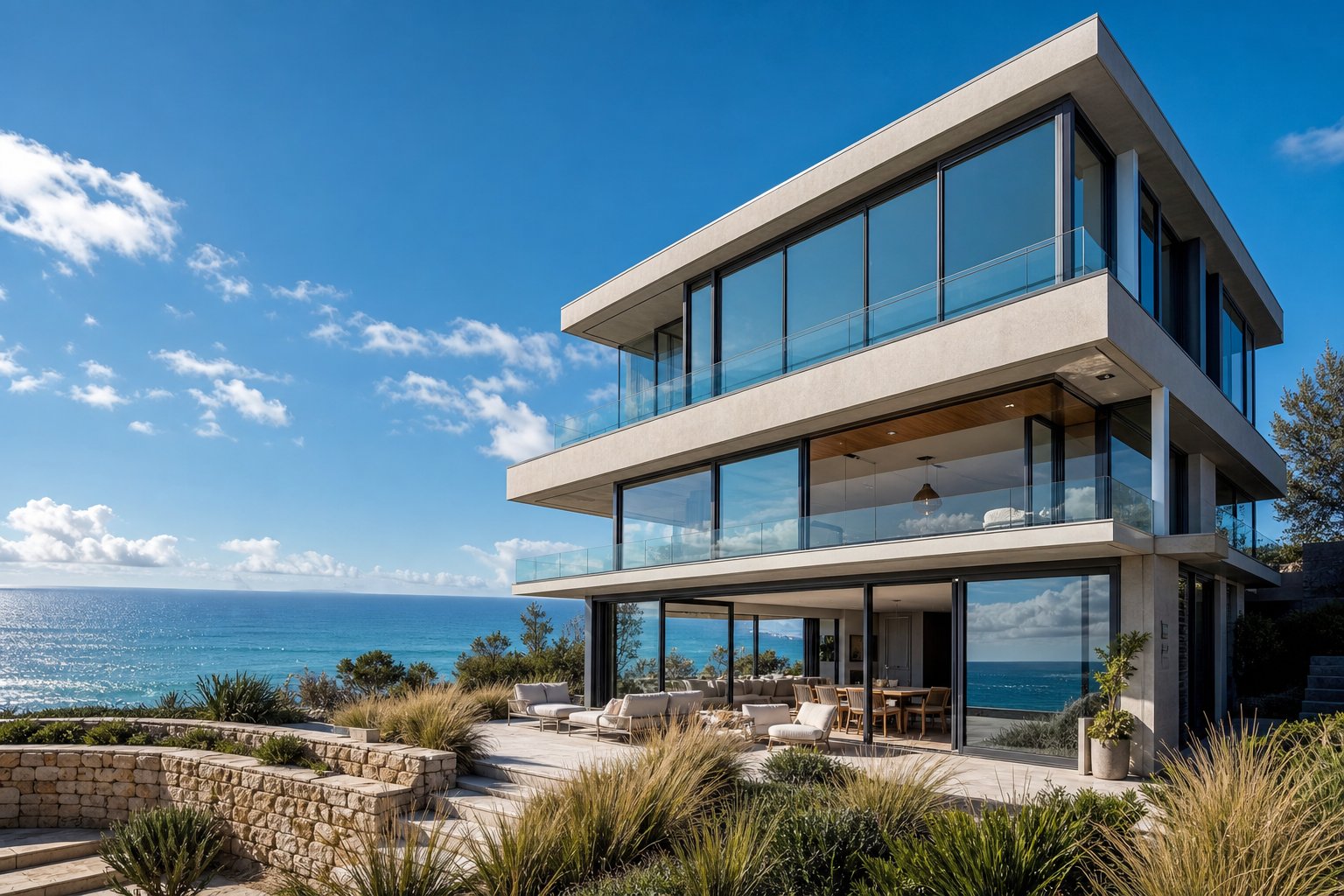 coastal australian home fitted with marine grade aluminium windows engineered to resist salt air corrosion without ongoing maintenance