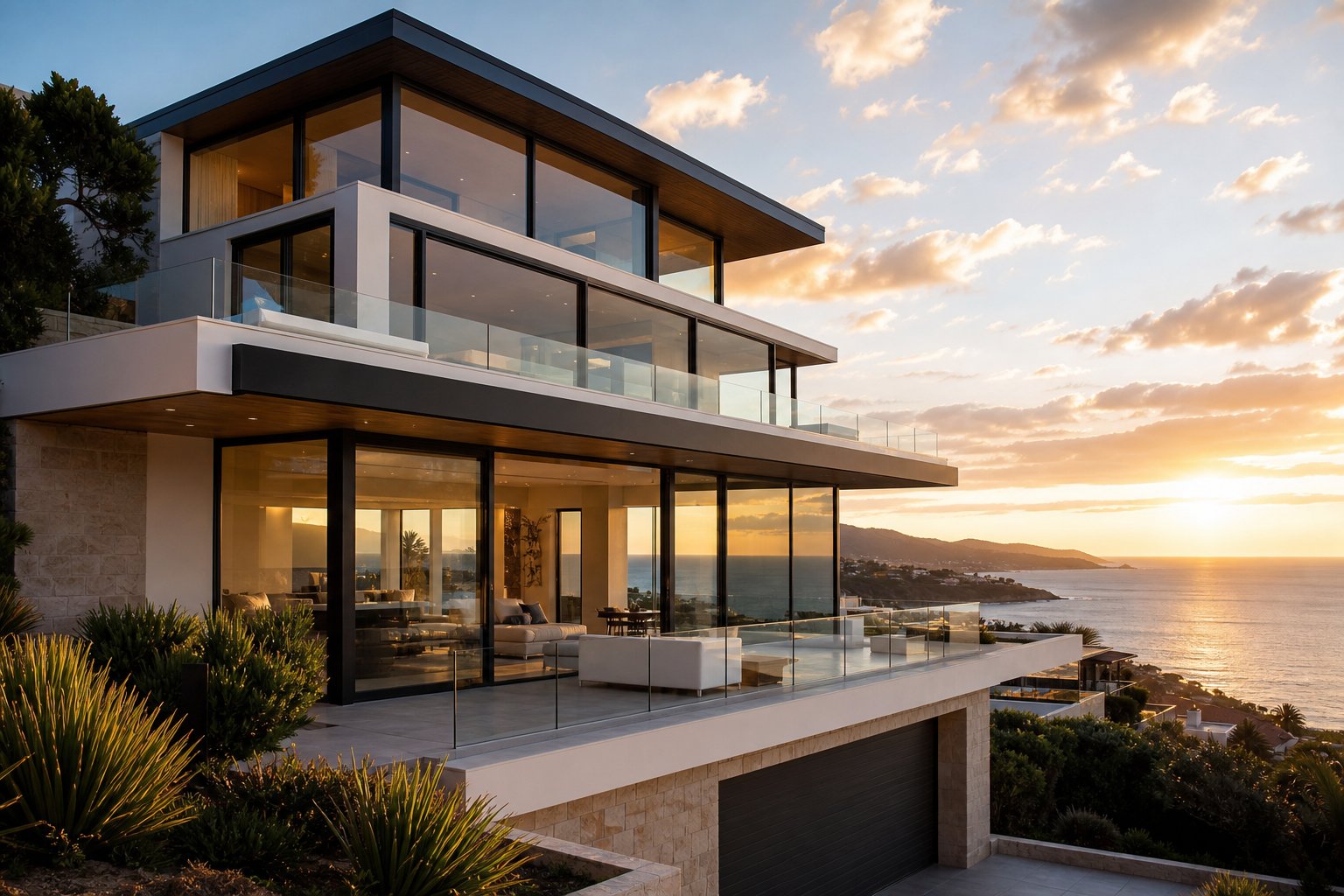 coastal australian home showcasing aluminium windows with slim sightlines and large spans for unobstructed views