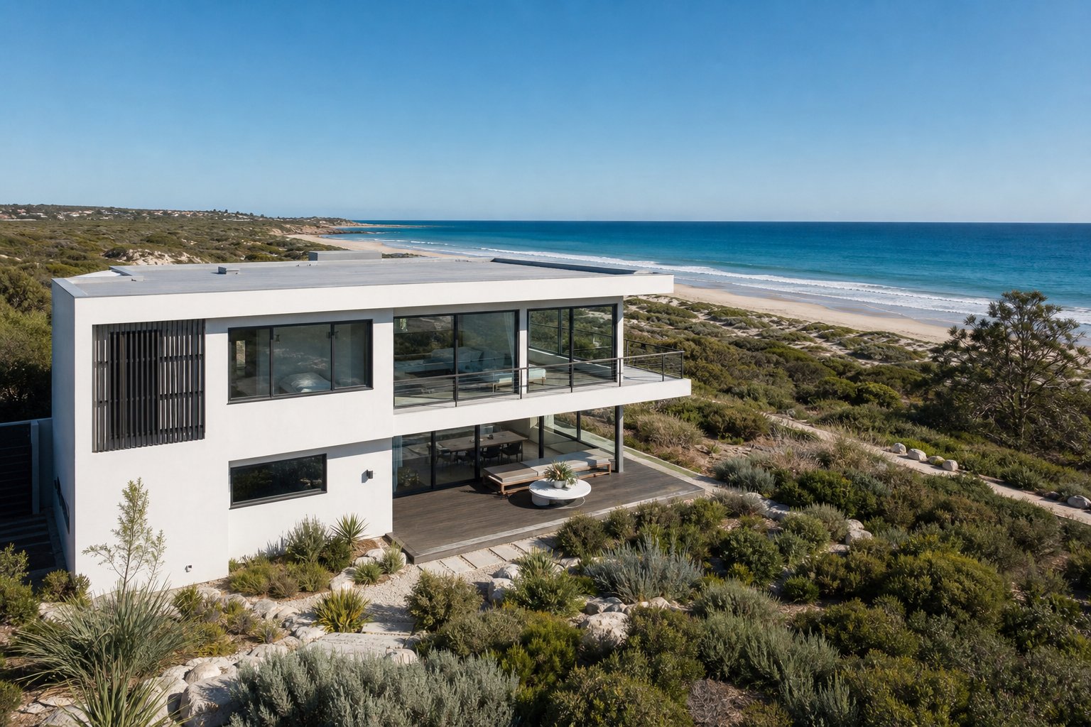 coastal australian home with corrosion resistant aluminium casement windows designed for marine environments