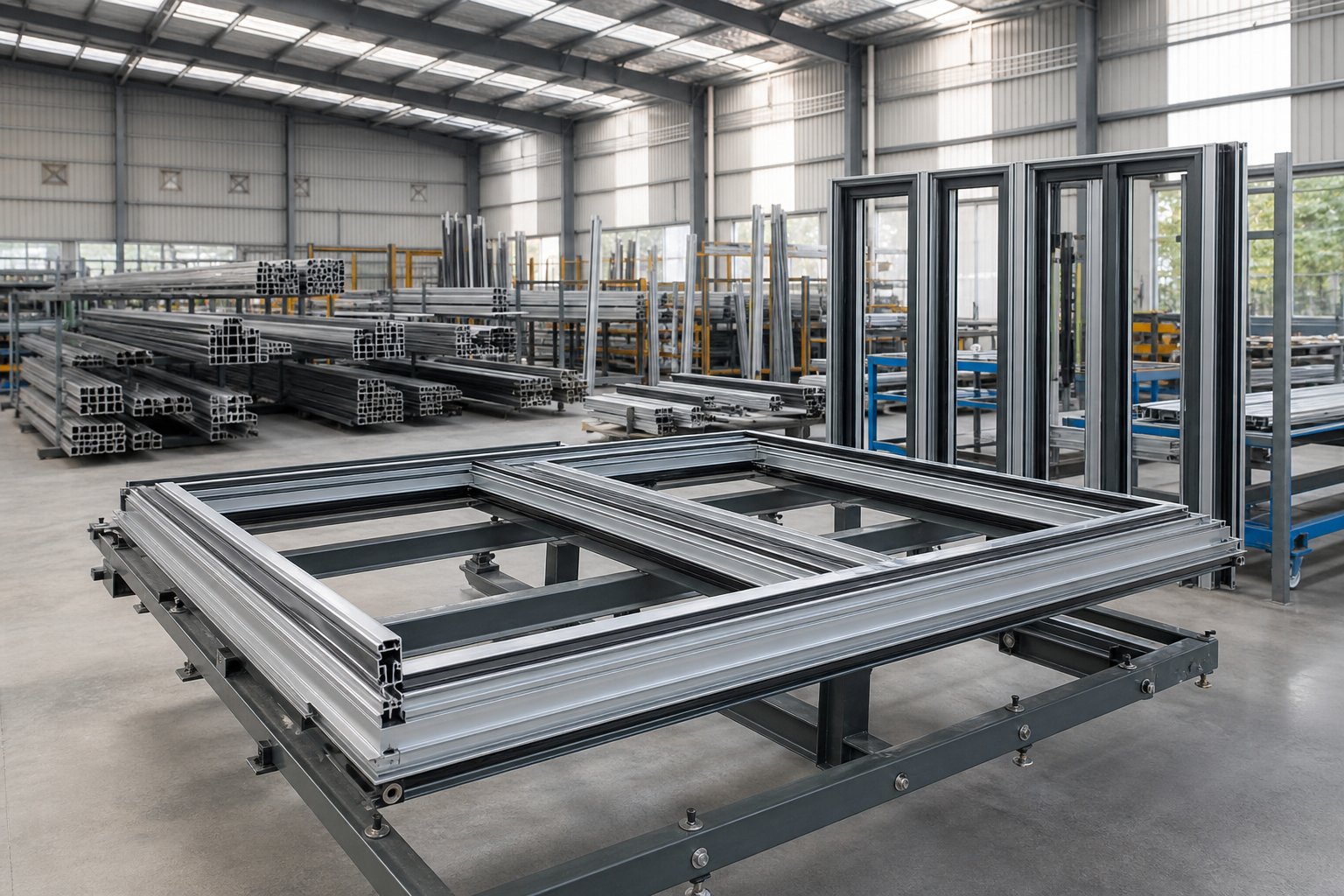 commercial aluminium window fabrication facility producing heavy duty frames for sydney building projects