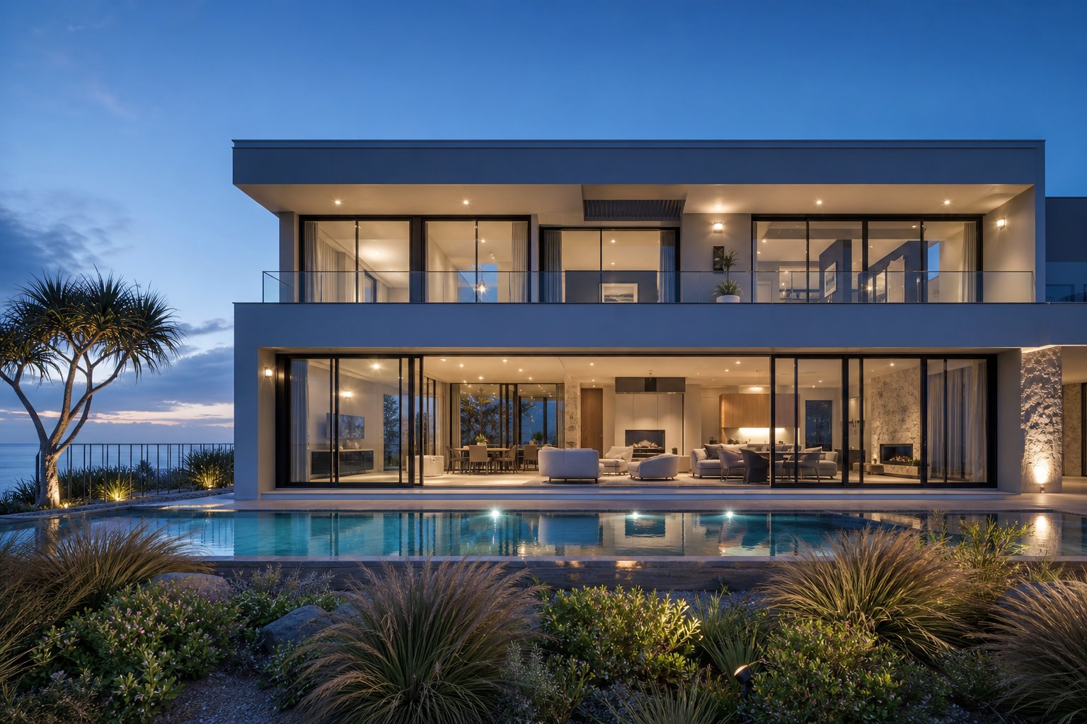 completed aluminium window system with integrated subframe installation on a contemporary australian coastal residence