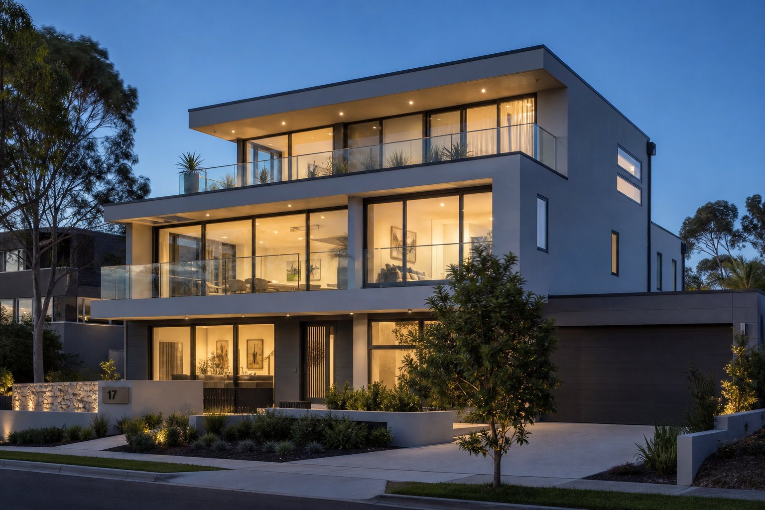 completed australian home with consistently specified aluminium window colours across all elevations
