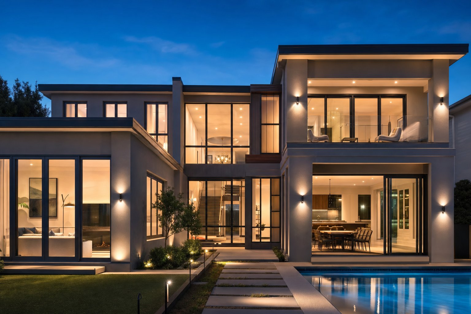 coordinated aluminium window and door system across a modern australian home facade demonstrating cohesive building envelope design