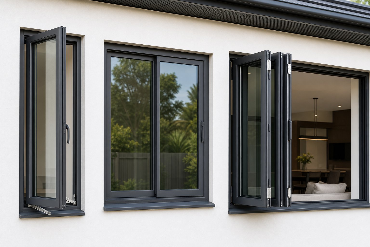 different aluminium window types each require distinct hardware configurations for smooth operation and security