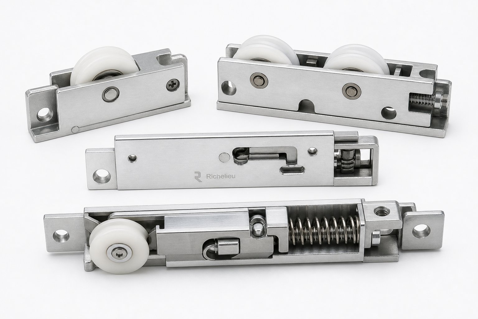 different runner assembly types including single wheel tandem and spring loaded configurations for aluminium sliding windows