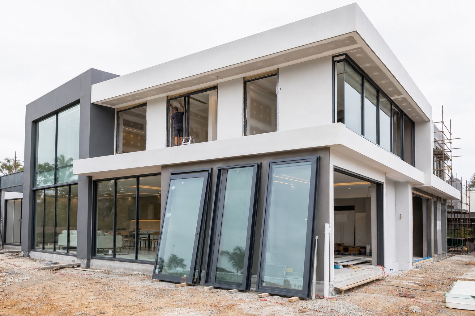 factory finished powder coated aluminium window systems arriving project ready for installation on a modern australian home