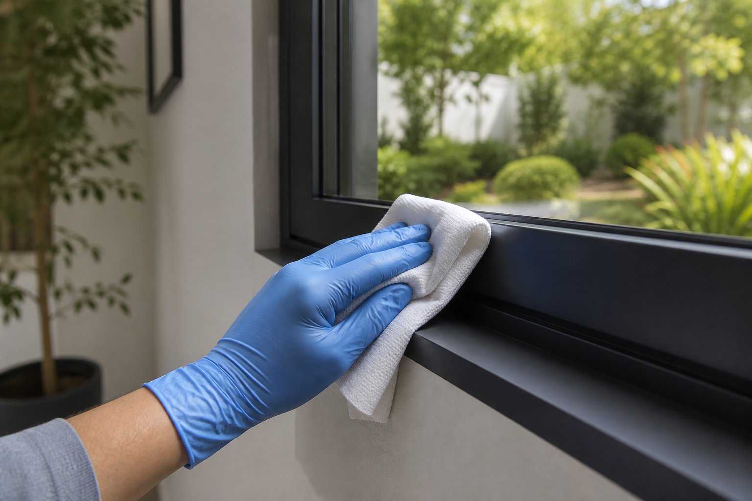 gentle cleaning with a soft cloth preserves powder coated and anodised aluminium finishes during mould removal
