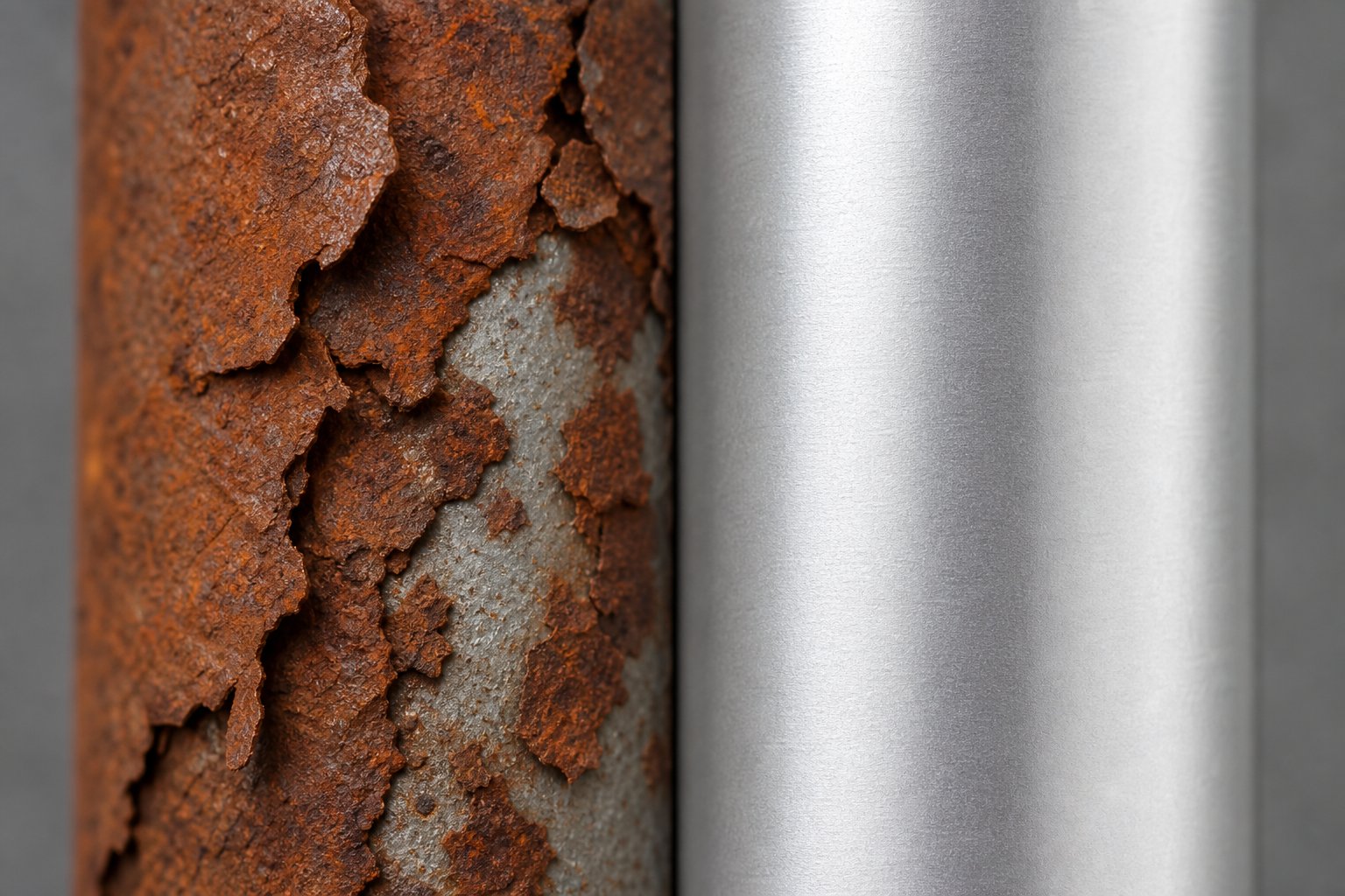 iron rust flakes away and destroys metal progressively while aluminium oxide forms an invisible protective shield