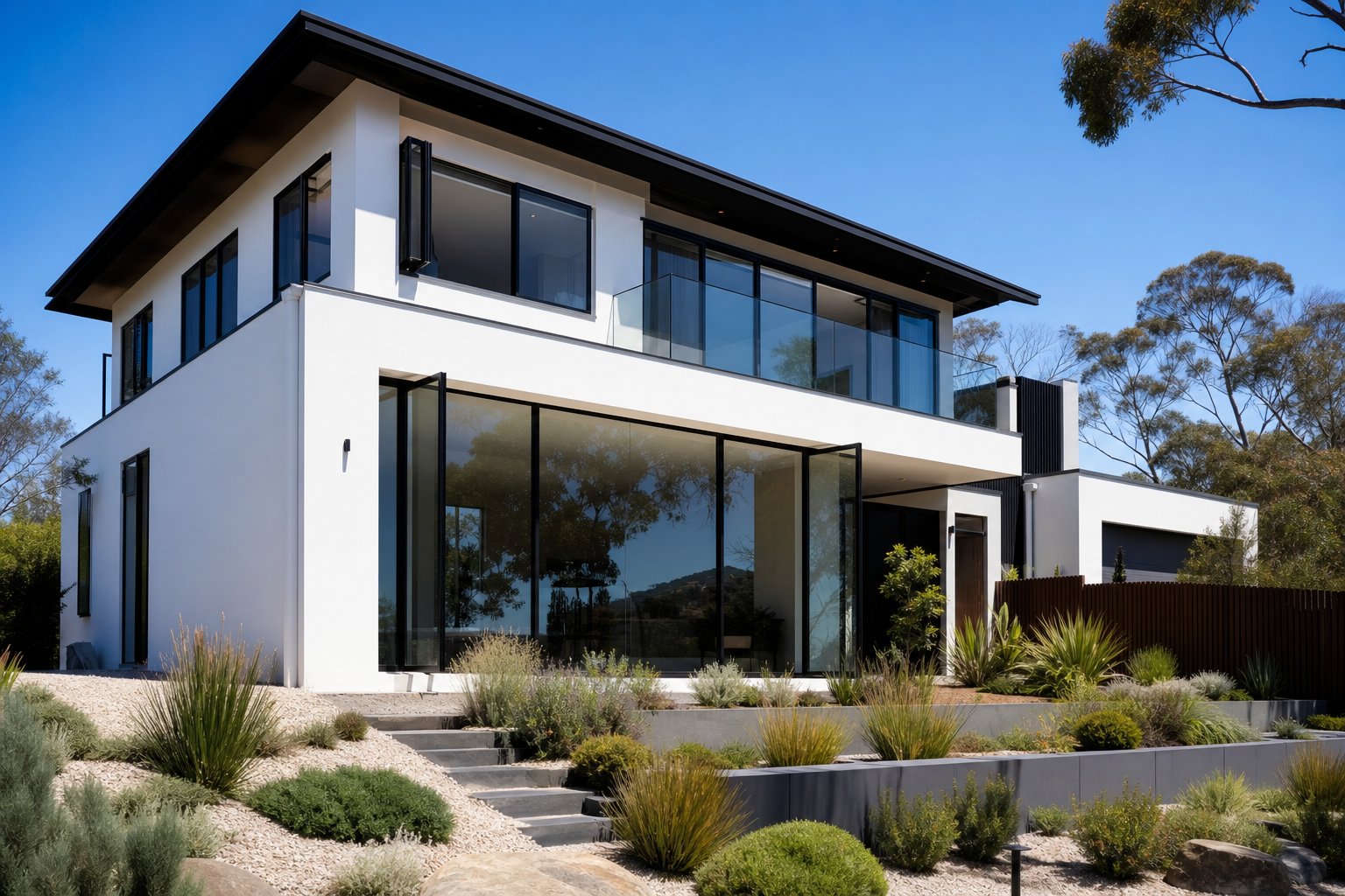 luxury australian home combining multiple aluminium window styles including fixed panels casements and sliding systems