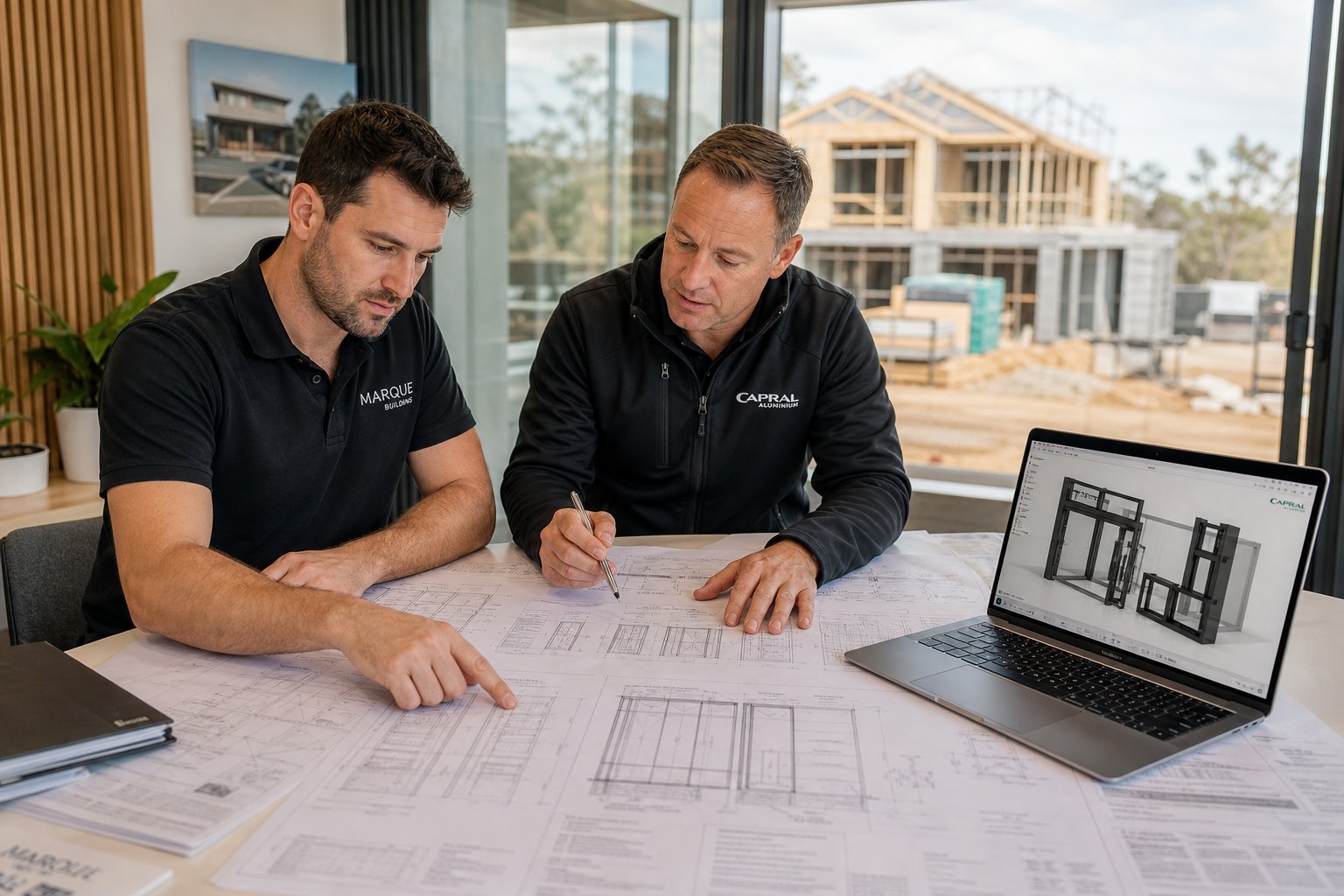 manufacturer and builder collaborating on window specifications during the design phase of a melbourne project