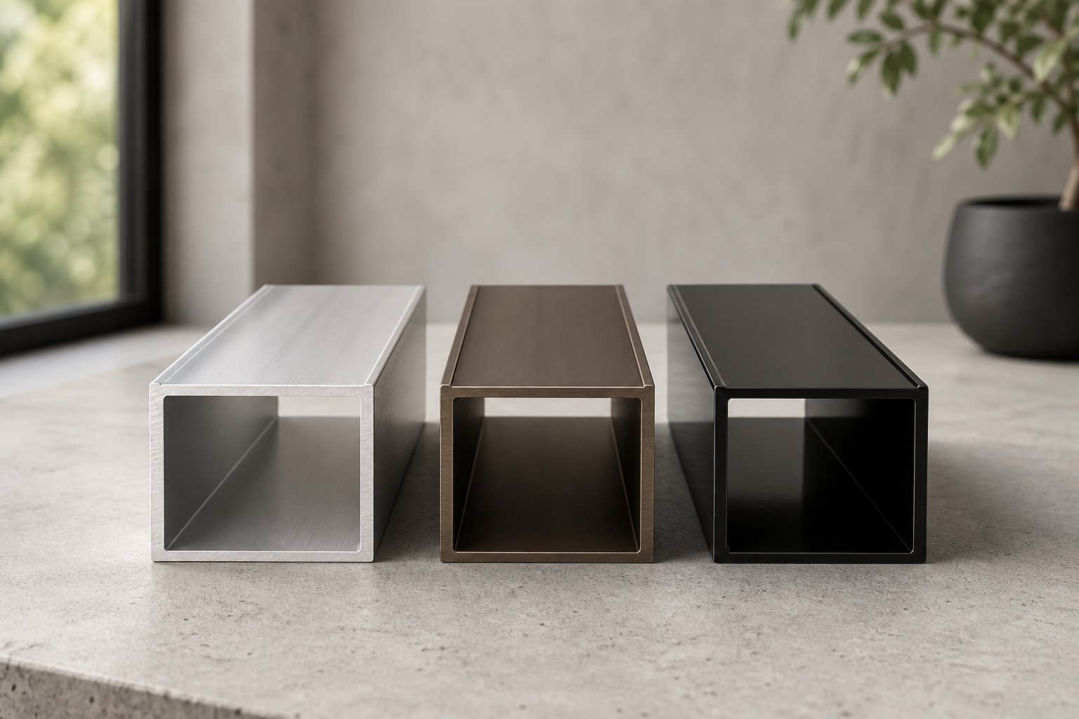 mill finish anodised and powder coated aluminium channel finishes compared
